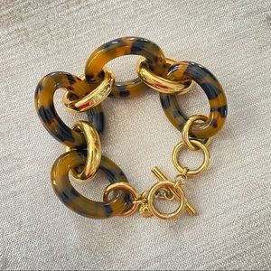 Chunky J.Crew tortoise and gold bracelet